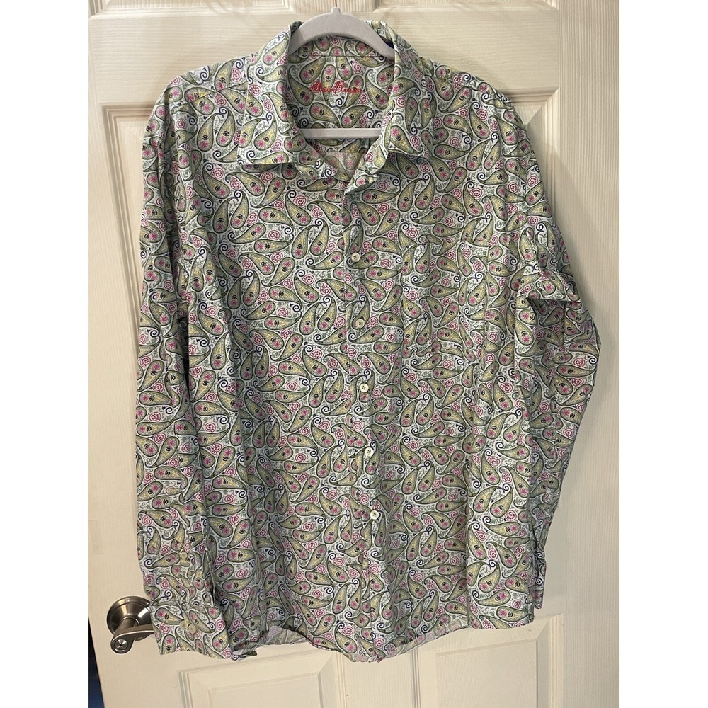 Alan Flusser Men's Long Sleeve Button Up Shirt Paisley‎ Size L See description